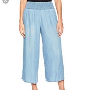 Elastic waist Palazzo pants, chambray color